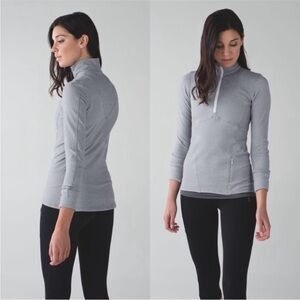 Lululemon Kanto Catch Me 1/2 Zipper Gray Herringbone Pullover